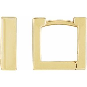 14K Yellow 10 mm Square Hoop Huggie Earrings - BN & CO JEWELRY