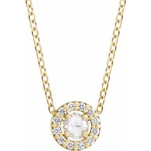 14K Yellow 1/8 CTW Rose-Cut Natural Diamond Halo-Style 16-18" Necklace - BN & CO JEWELRY