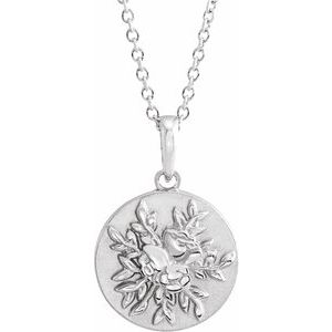 14K White 19.1x12 mm Floral 16-18" Necklace - BN & CO JEWELRY