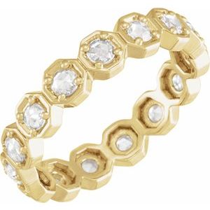 14K Yellow 1/2 CTW Natural Rose-Cut Diamond Eternity Band Size 7 - BN & CO JEWELRY