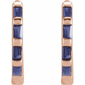 14K Rose Natural Blue Sapphire Huggie Earrings - BN & CO JEWELRY
