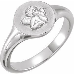 14K White Cherub Angel Pinky Ring - BN & CO JEWELRY