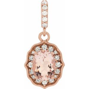14K Rose Natural Peach Morganite & 1/6 CTW Natural Diamond Pendant - BN & CO JEWELRY