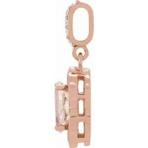 14K Rose Natural Peach Morganite & 1/6 CTW Natural Diamond Pendant - BN & CO JEWELRY