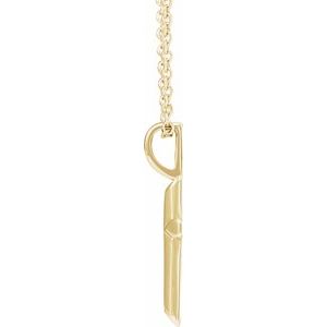 14K Yellow 18x9 mm Knife-Edge Cross 16-18" Necklace - BN & CO JEWELRY