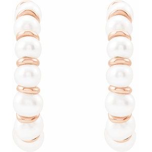 14K Rose Cultured Freshwater Pearl Hoop Earrings - BN & CO JEWELRY