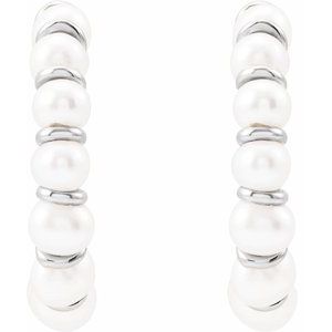 14K White Cultured Freshwater Pearl Hoop Earrings - BN & CO JEWELRY