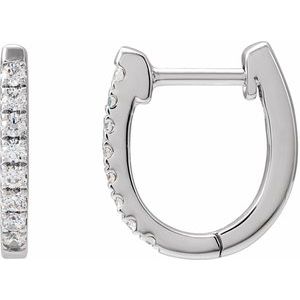14K White 1/6 CTW Natural Diamond Hoop Earrings - BN & CO JEWELRY