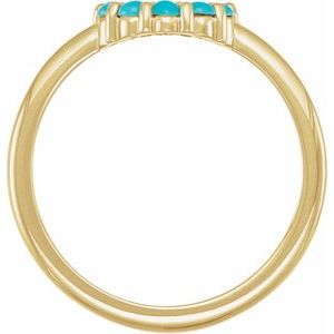 14K Yellow Natural Turquoise Cabochon Halo-Style Ring - BN & CO JEWELRY