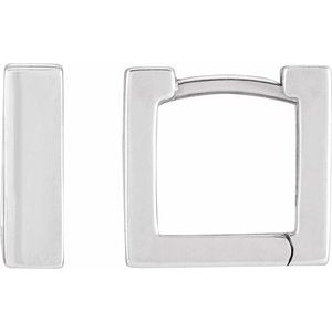 14K White 10 mm Square Hoop Huggie Earrings - BN & CO JEWELRY