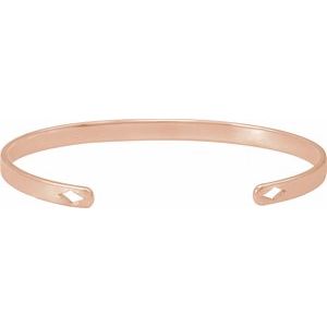 14K Rose Engravable Cuff 7" Bracelet - BN & CO JEWELRY