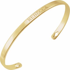 14K Yellow Engravable Cuff 7" Bracelet - BN & CO JEWELRY
