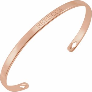 14K Rose Engravable Cuff 7" Bracelet - BN & CO JEWELRY