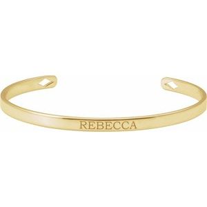 14K Yellow Engravable Cuff 7" Bracelet - BN & CO JEWELRY