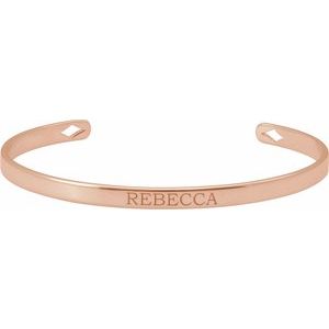 14K Rose Engravable Cuff 7" Bracelet - BN & CO JEWELRY