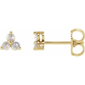 14K Yellow 1/8 CTW Rose-Cut Natural Diamond Three-Stone Earrings - BN & CO JEWELRY