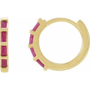 14K Yellow Natural Ruby Huggie Earrings - BN & CO JEWELRY