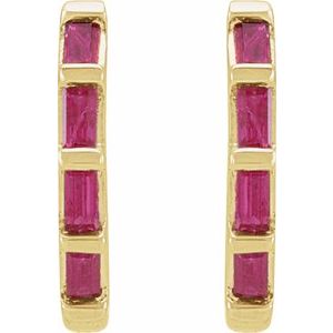 14K Yellow Natural Ruby Huggie Earrings - BN & CO JEWELRY