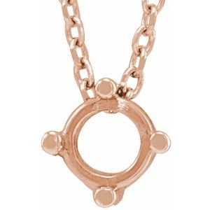 14K Rose 4 mm Round Cabochon 16-18" Necklace - BN & CO JEWELRY
