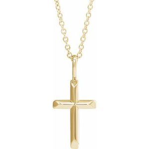 14K Yellow 18x9 mm Knife-Edge Cross 16-18" Necklace - BN & CO JEWELRY