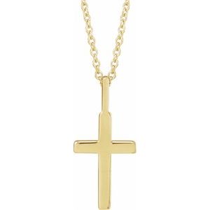 14K Yellow 18x9 mm Knife-Edge Cross 16-18" Necklace - BN & CO JEWELRY