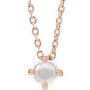 14K Rose Natural Rainbow Moonstone Cabochon 16-18" Necklace - BN & CO JEWELRY