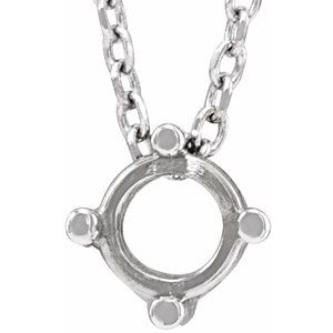 Sterling Silver 5 mm Round Cabochon 16-18" Necklace - BN & CO JEWELRY