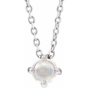 Sterling Silver Natural Rainbow Moonstone Cabochon 16-18" Necklace - BN & CO JEWELRY