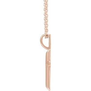 14K Rose 18x9 mm Knife-Edge Cross 16-18" Necklace - BN & CO JEWELRY