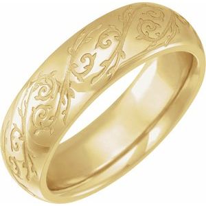 14K Yellow 6 mm Floral Band Size 11 - BN & CO JEWELRY