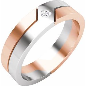 14K White/Rose 1/8 CTW Natural Diamond Comfort-Fit Band Size 10 - BN & CO JEWELRY
