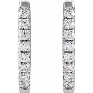 14K White 1/6 CTW Natural Diamond Hoop Earrings - BN & CO JEWELRY