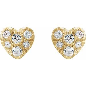 14K Yellow 1/10 CTW Natural Diamond Heart Earrings - BN & CO JEWELRY