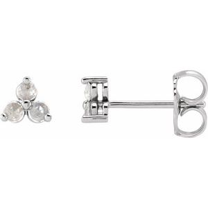 14K White 1/8 CTW Rose-Cut Natural Diamond Three-Stone Earrings - BN & CO JEWELRY
