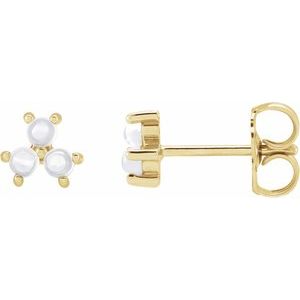 14K Yellow Rainbow Moonstone Three-Stone Cabochon Earrings - BN & CO JEWELRY