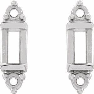 14K White 2.5x1.5 mm Straight Baguette Accented Earring - BN & CO JEWELRY