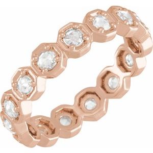 14K Rose 1/2 CTW Natural Rose-Cut Diamond Eternity Band Size 7 - BN & CO JEWELRY