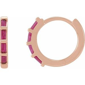 14K Rose Natural Ruby Huggie Earrings - BN & CO JEWELRY