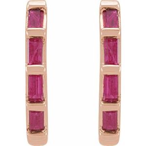 14K Rose Natural Ruby Huggie Earrings - BN & CO JEWELRY
