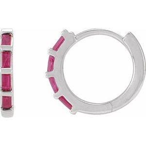 14K White Natural Ruby Huggie Earrings - BN & CO JEWELRY