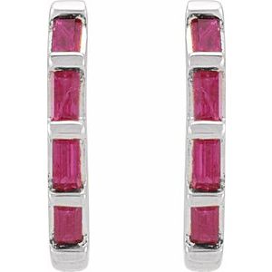 14K White Natural Ruby Huggie Earrings - BN & CO JEWELRY