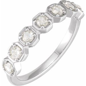 14K White 7/8 CTW Natural Rose-Cut Diamond Anniversary Band - BN & CO JEWELRY