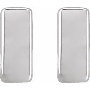 14K White 4.5x2 mm Bar Earrings - BN & CO JEWELRY