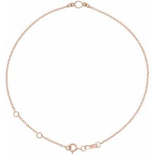 14K Rose 3 mm Round Bezel-Set Solitaire Station 6 1/2-7 1/2" Bracelet - BN & CO JEWELRY