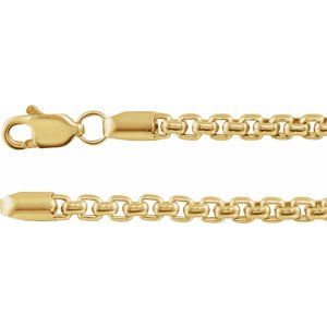 14K Yellow 2.6 mm Rounded Box Chain 7" Bracelet - BN & CO JEWELRY