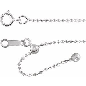 14K White 1 mm Adjustable Bead 22" Chain - BN & CO JEWELRY