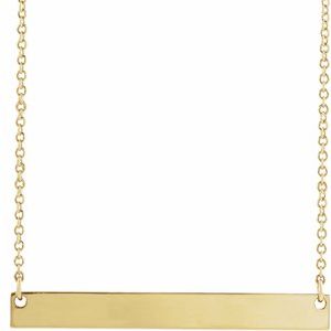 18K Yellow Gold-Plated Sterling Silver 34x4 mm Engravable Bar 16" Necklace - BN & CO JEWELRY