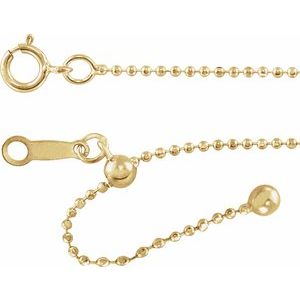 14K Yellow 1 mm Adjustable Bead 22" Chain - BN & CO JEWELRY
