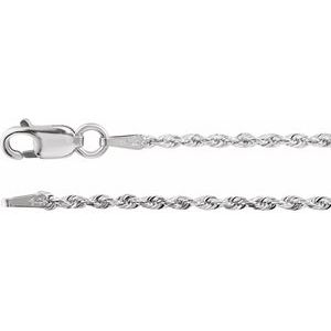 Rhodium-Plated Sterling Silver 1.3 mm Diamond-Cut Rope 20" Chain - BN & CO JEWELRY