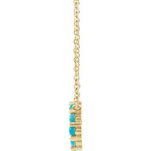 14K Yellow Natural Turquoise Circle Cabochon 18" Necklace - BN & CO JEWELRY